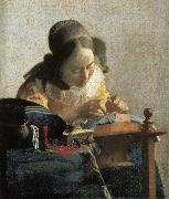 Johannes Vermeer Lace embroidery woman France oil painting artist